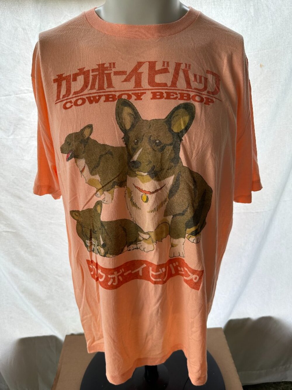 Cowboy Bebop Ein Pembroke Welsh Corgi Men's Peach T Shirt Size XL Sunrise Funima